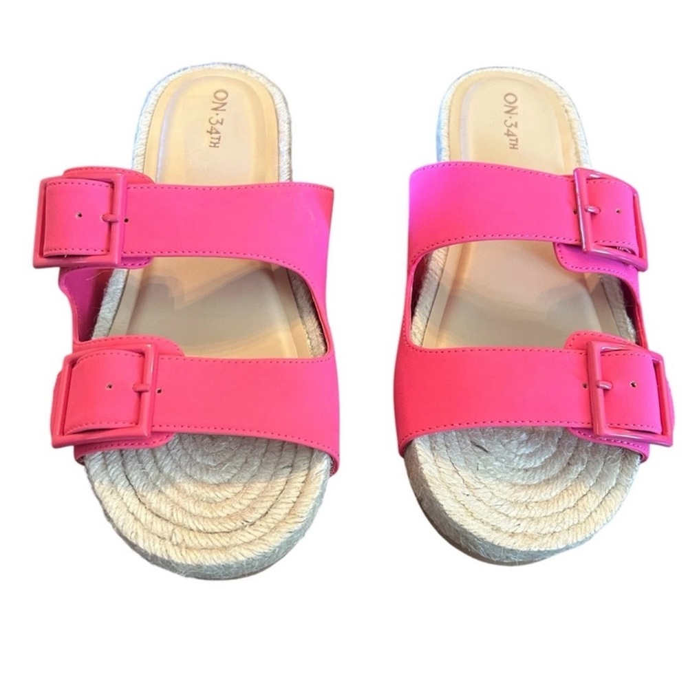 On 34th Milaa Buckled Footbed Sandals Hot Pink NEW Size 8